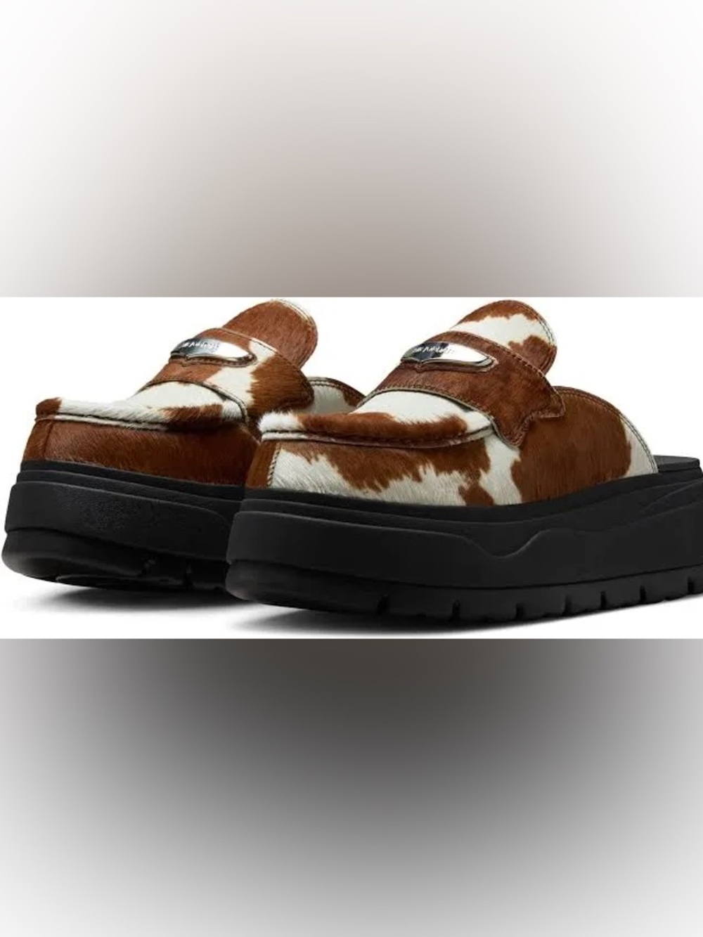 DISCONTINUED NIKE AIR JORDAN SPECIAL EDITION COW PRINT PLATFORM MULES